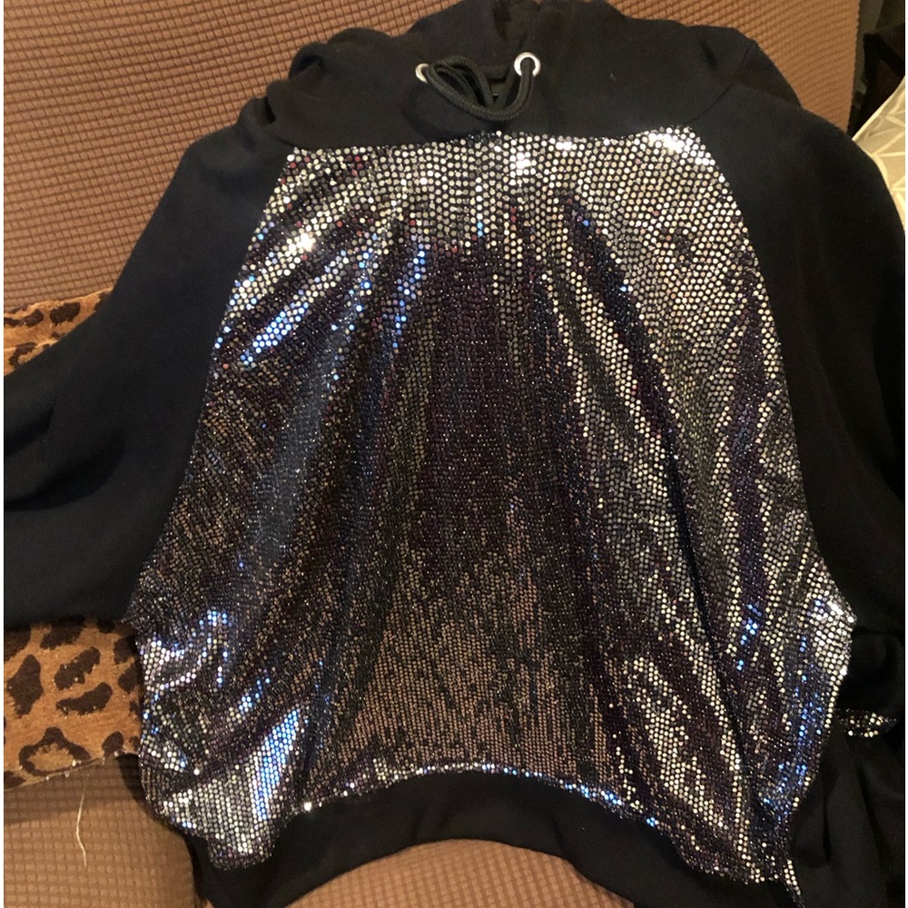 Black two piece set with silver sequence plus size